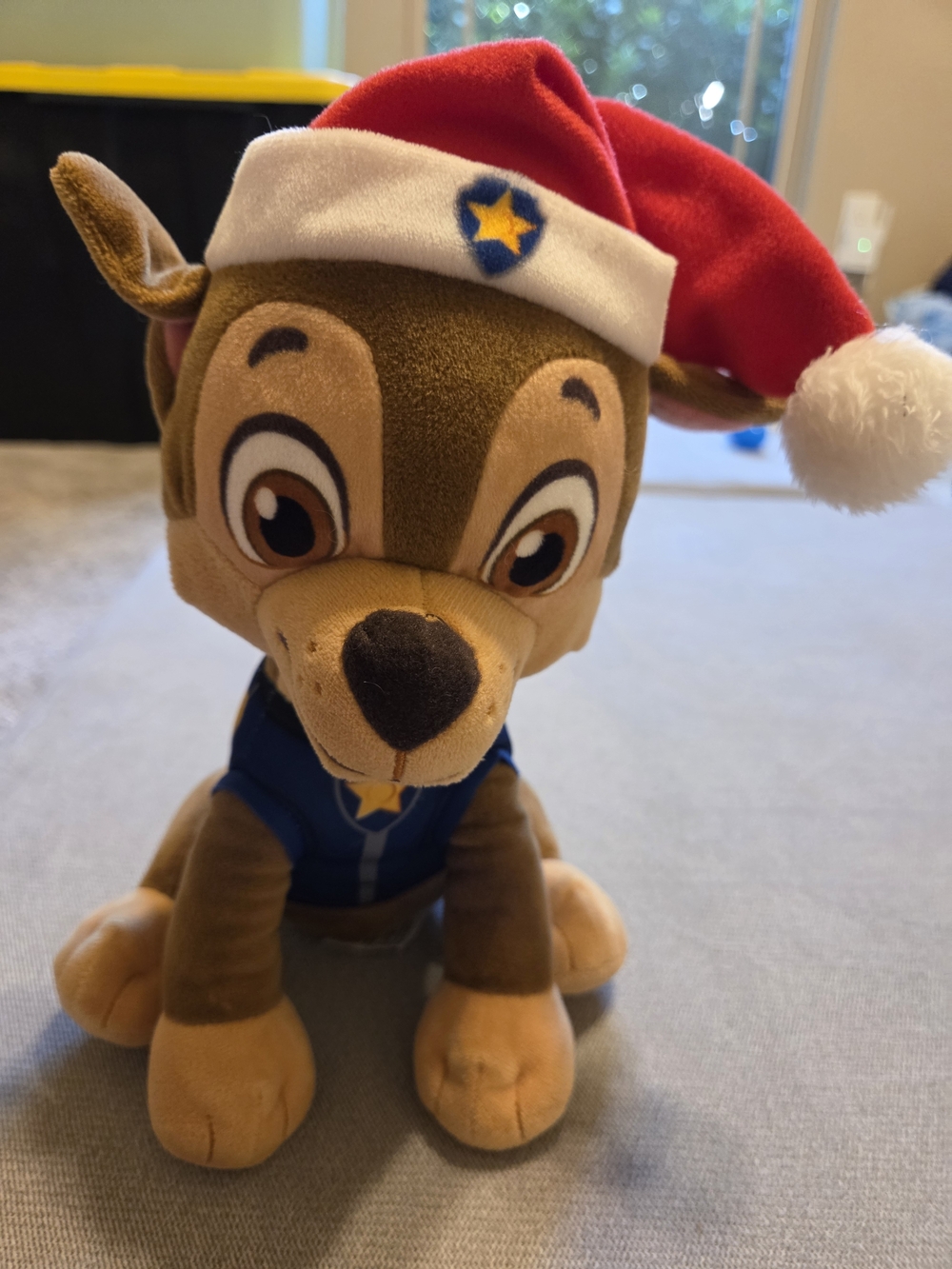 Paw Patrol Chase Plush with Santa Hat - Brown & Blue